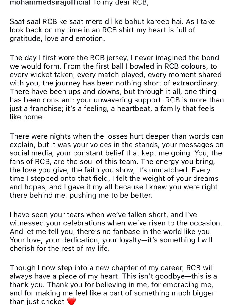 GBarad's tweet image. I cried reading Miyan&apos;s post 🥺
Doesn&apos;t matter for which team you&apos;re playing you&apos;ll be our boy forever.❤️

#Siraj #RCBAuction #RCB #MohammedSiraj