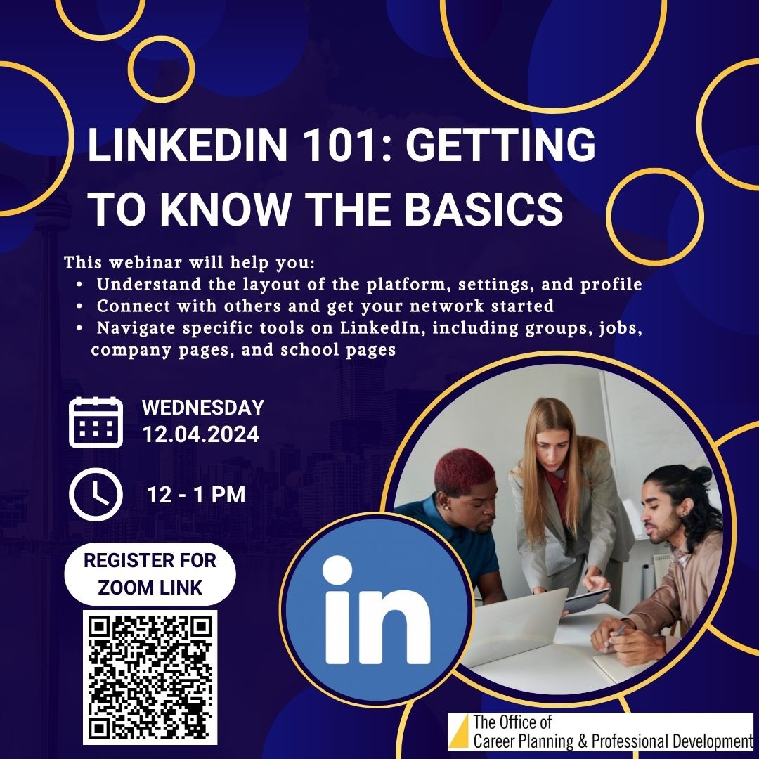 Join us next Wednesday, December 4th from 12-1PM for our LinkedIn 101: Getting to Know the Basics Webinar. Register here: gc-cuny-edu.zoom.us/meeting/regist…