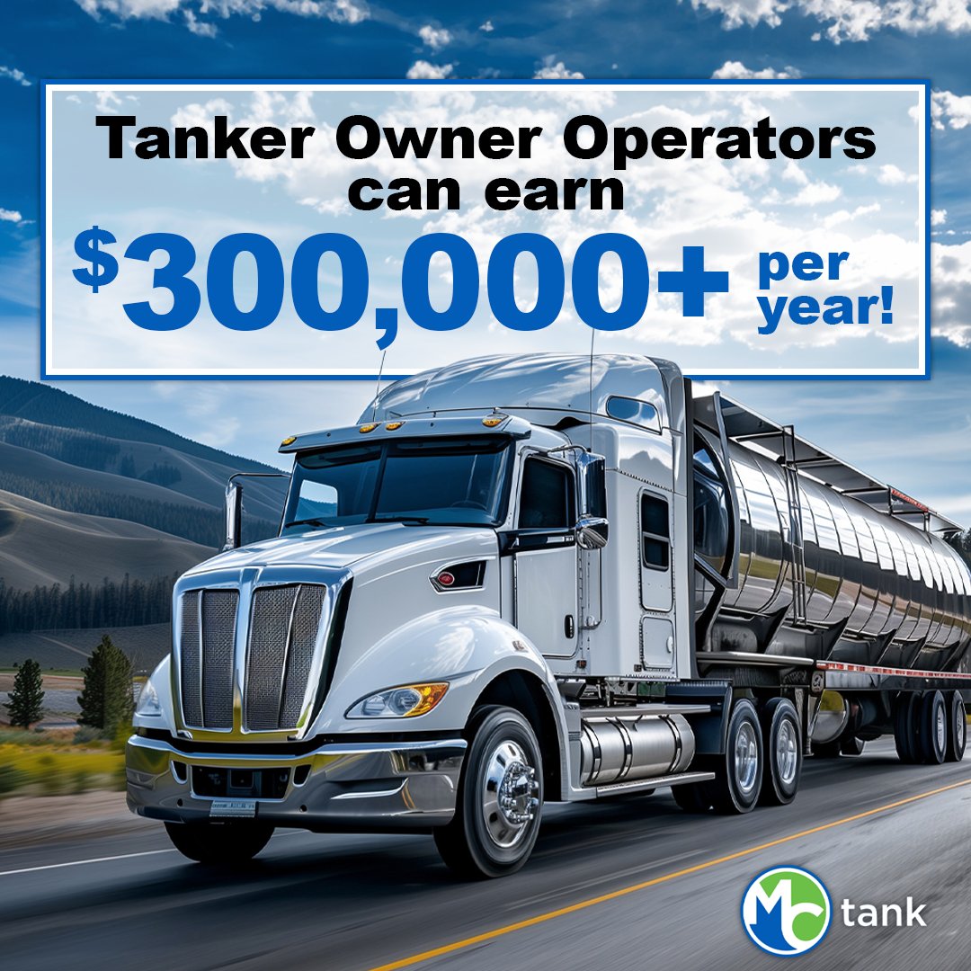 MCTankTransport's tweet photo. If you’re an owner-operator, we have 300,000 reasons why you should look into MC Tank.

Get started today! Learn more at https://t.co/UZcF8kQ2JR https://t.co/mO0k0Ic6i3