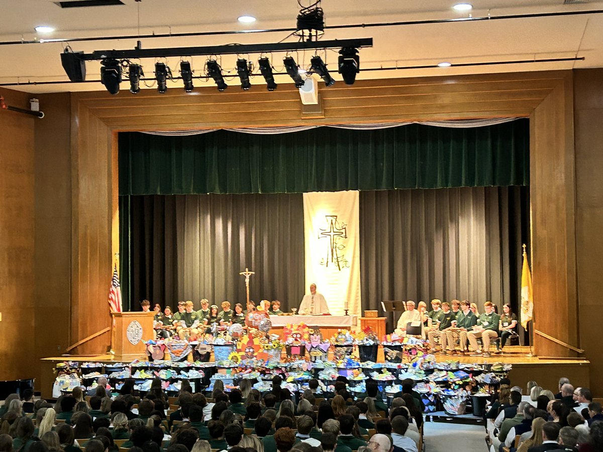 Always the best mass of the year! 65 thanksgiving baskets coordinated by the <a href="/BishopFeehanHS/">Bishop Feehan</a> National Honor Society to be donated to local families in need! #GoShamrocks