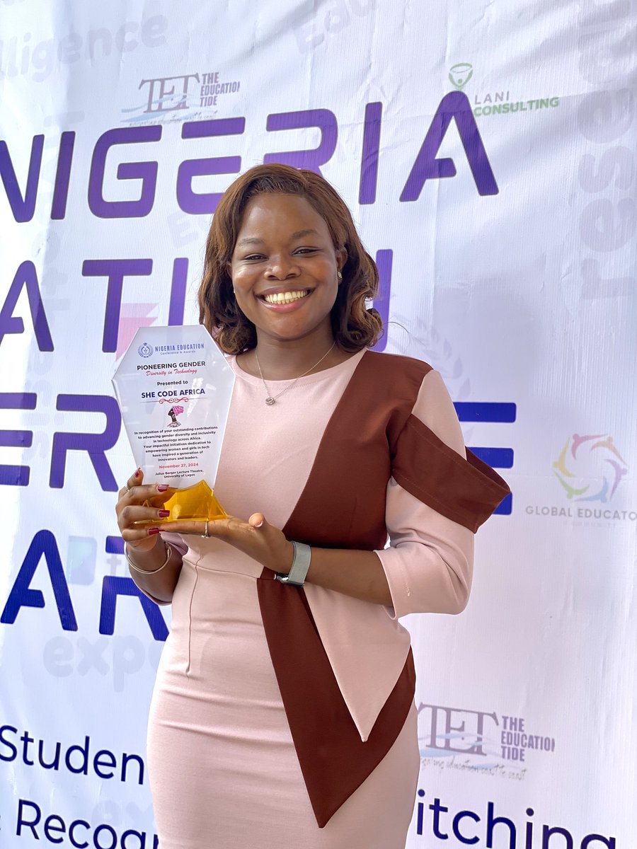 Excited to announce our latest award recognition at <a href="/SheCodeAfrica/">She Code Africa</a> ! We’ve just been awarded recipients of the “Pioneering gender Diversity in technology” award at the Nigeria education conference &amp; award 2024. 

This award is another testatement to all the hardwork and effort