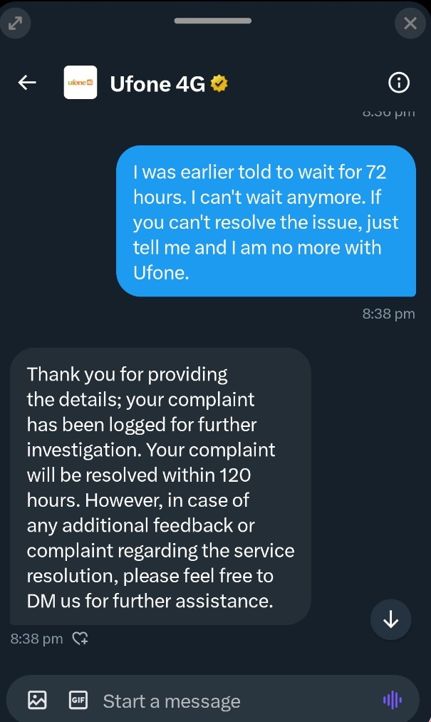 mr_X190's tweet photo. @Ufone what kind of pathetic behavior is this??? https://t.co/MWqmxXrhiu