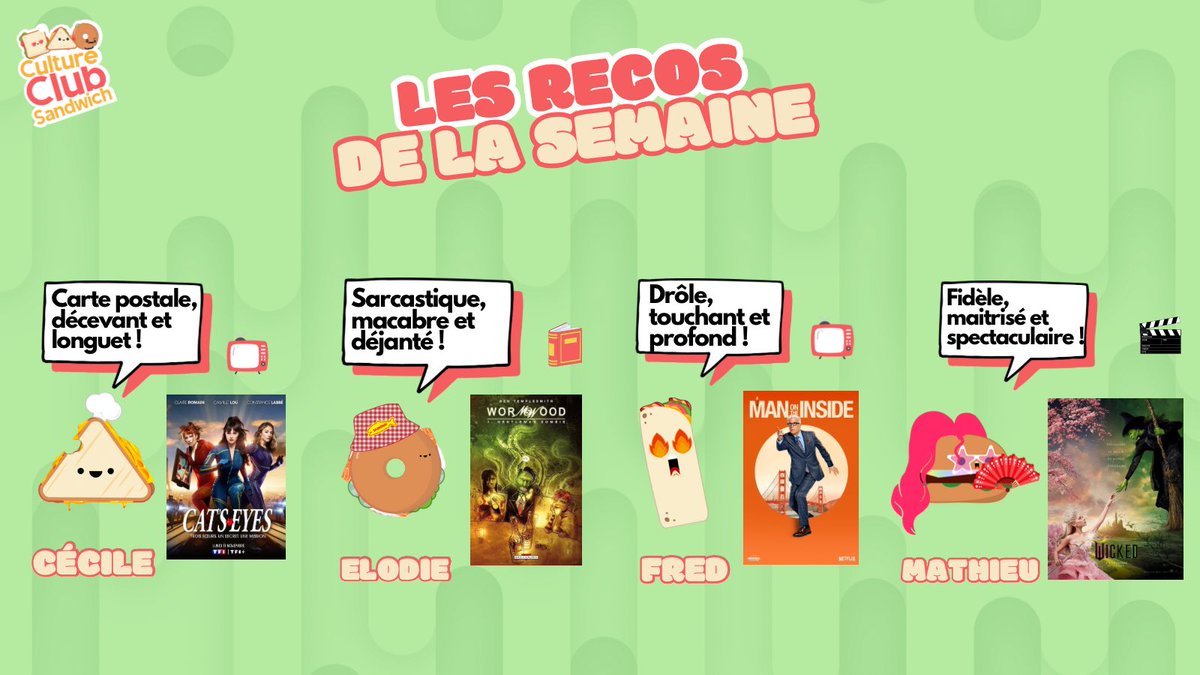 Les ptites recos de cette semaine avec <a href="/MonsieurSeries/">(Inactif) Fred de Culture Club Sandwich</a> <a href="/LeSerigraphe_/">Elodie de Le Serigraphe</a> <a href="/CecilePBM/">Dr. Silia</a> et <a href="/mathieu_rcn/">mathieu_rcn</a> 

Et vous c’est quoi votre coup de coeur culture de la semaine ?