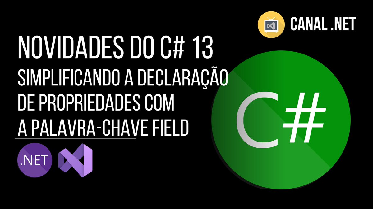 RenatoGroff's tweet image. Novo vídeo no Canal .NET -&gt; Novidades do C# 13: simplificando a declaração de propriedades com a palavra-chave field -- Link: youtube.com/watch?v=2MyO64…
C/ @ionixjunior
#csharp13 #dotnet9 #csharp #dotnet #dotnetcore #aspnet #aspnetcore #visualstudio #visualstudio2022