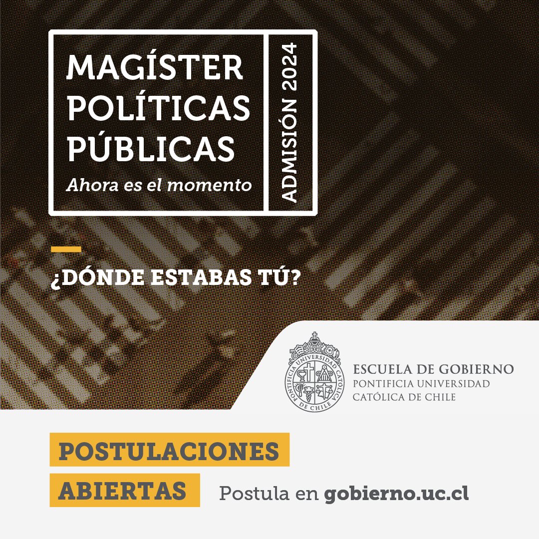 🎓¿Interesado en continuar tus estudios en el ámbito del desarrollo, diseño y evaluación de políticas Públicas? Conoce el #MPP de la Escuela de Gobierno UC y su versión intensiva de tres semestres.
➡️¡Su proceso de admisión 2025 se encuentra en marcha!
gobierno.uc.cl/magister-en-po…