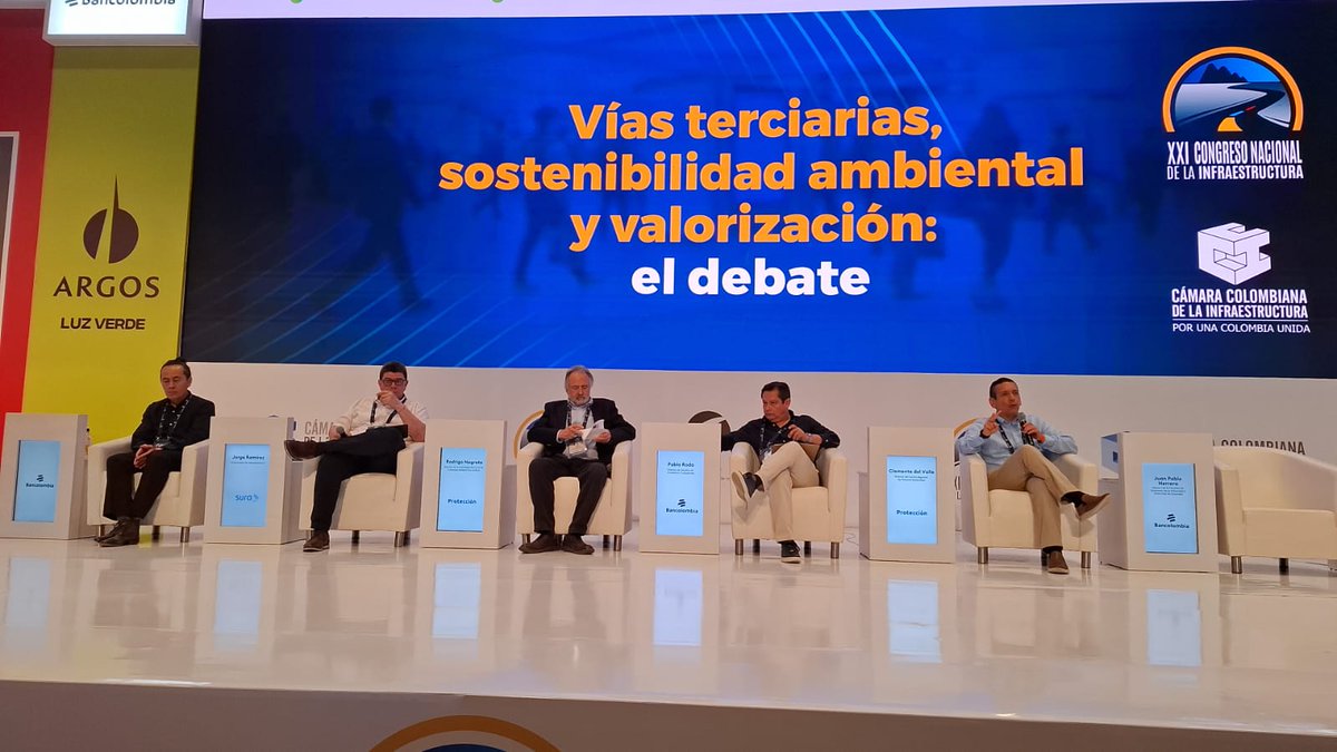 Cámara Colombiana de la Infraestructura (@camaradelainfra) on Twitter photo Avanza el #21CongresoInfra con el panel ‘Vías terciarias, sostenibilidad ambiental y valorización’, en el que participan el Viceministerio de Infraestructura, <a href="/ANLA_Col/">ANLA</a>, Económica Consultores y Centro Regional de Finanzas Sostenibles. Modera <a href="/jpherrerasaav/">Juan Pablo Herrera S</a> de <a href="/UExternado/">U.Externado</a> Avanza el #21CongresoInfra con el panel ‘Vías terciarias, sostenibilidad ambiental y valorización’, en el que participan el Viceministerio de Infraestructura, <a href="/ANLA_Col/">ANLA</a>, Económica Consultores y Centro Regional de Finanzas Sostenibles. Modera <a href="/jpherrerasaav/">Juan Pablo Herrera S</a> de <a href="/UExternado/">U.Externado</a>