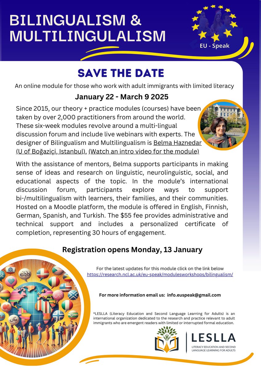 You can register soon at a new EU-Speak module on bilingualism and multilingualism: January 22 - March 9 2025 research.ncl.ac.uk/eu-speak/modul…