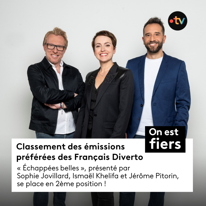 francetvpro's tweet photo. 🏆 @EchappeesB, @secretshistoire et @Cdanslair, 3 rendez-vous emblématiques de France Télévisions, se placent dans le Top 10 du classement préféré des Français de @Diverto_off. 

Bravo à @So_Jovillard, @IsmaelKhelifa, @jpitorin, @bernstephane, @Caroline_Roux et @AxeldeTarle ! https://t.co/9FRrEYpsYL