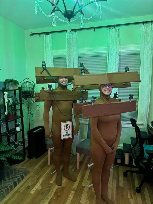 Couples utility pole costume, anyone? Fancy dress is getting crazier🤪