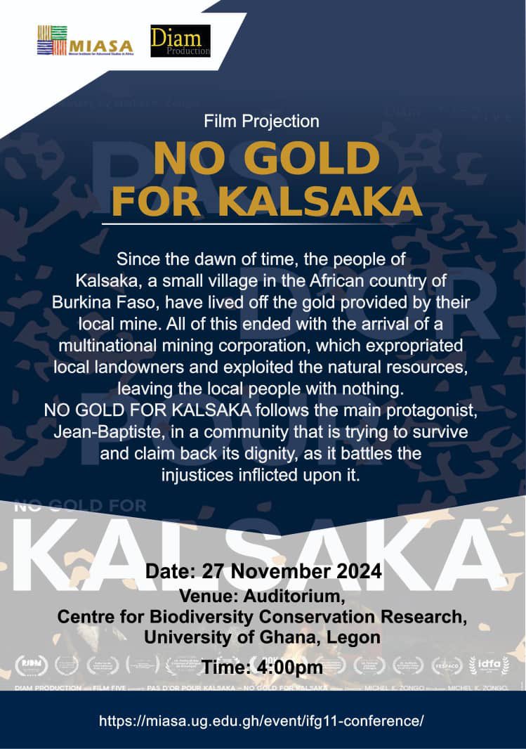 Merian Institute for Advanced Studies in Africa (@miasa_ug) on Twitter photo Film Projektion NO GOLD FOR KALSAKA starting in a few minutes at #MIASA Conference <a href="/UnivofGh/">University of Ghana</a> & via Zoom.
Join us Inside or via Zoom: miasa.ug.edu.gh/event/ifg11-co⊠Film Projektion NO GOLD FOR KALSAKA starting in a few minutes at #MIASA Conference <a href="/UnivofGh/">University of Ghana</a> & via Zoom.
Join us Inside or via Zoom: miasa.ug.edu.gh/event/ifg11-coâŠ