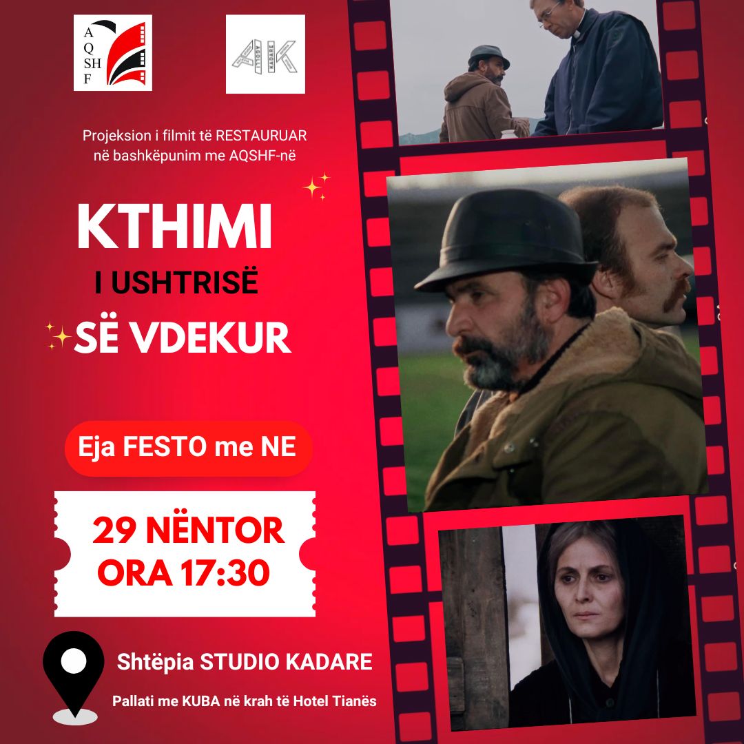 HouseKadare's tweet photo. Në shtëpinë e shkrimtarit, shfaqim filmin emblematik të Anagnostit, “Kthimi i ushtrisë së vdekur”. Do të shihni variantin e restauruar të filmit, e që ja ka shtuar edhe më,  magjinë. Po do të mund të shihni edhe dorëshkrimin e skenarit të filmit “Gjenerali i ushtrisë së vdekur”. https://t.co/TbJcJ0GmVp