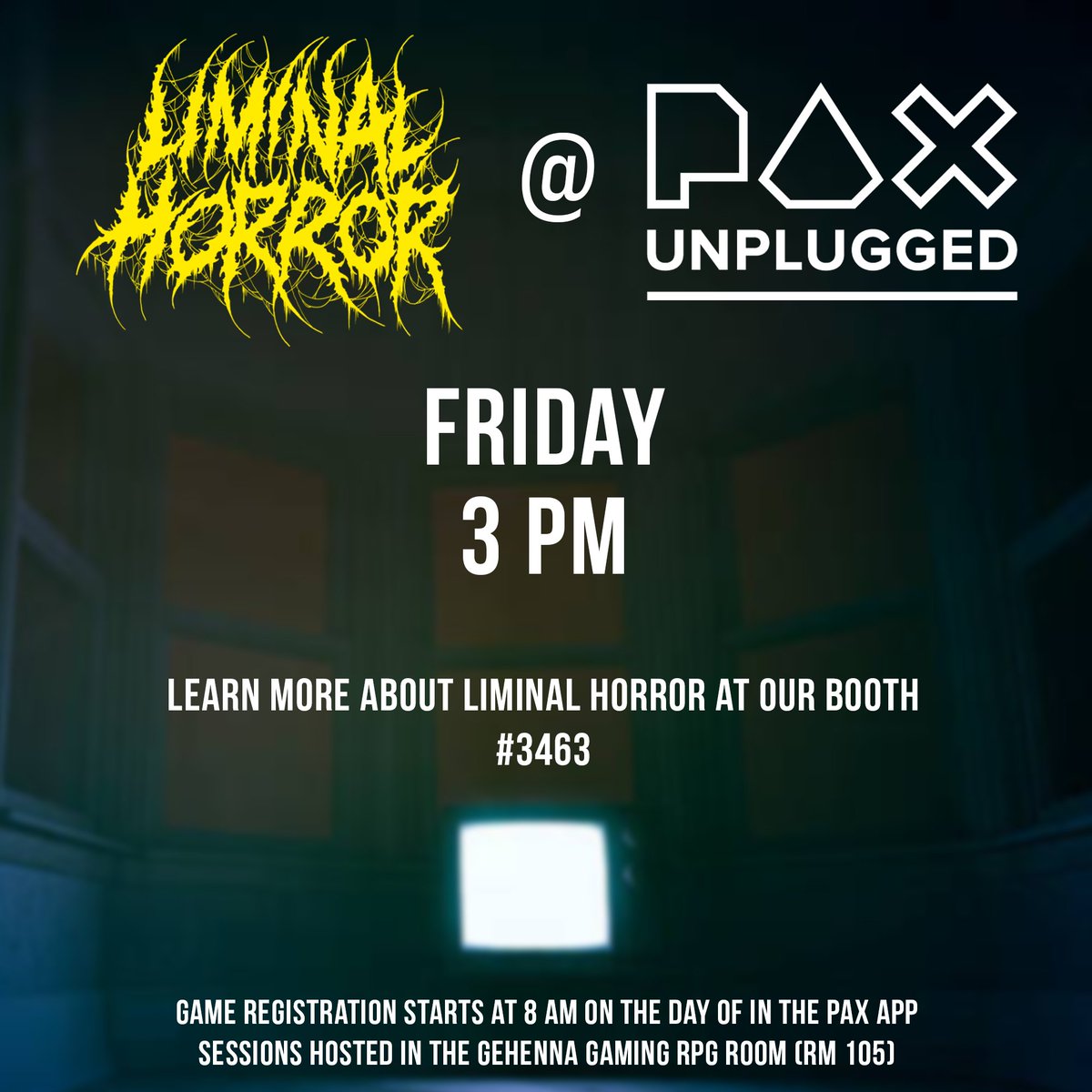 GehennaGaming's tweet image. Dive into terror with Liminal Horror, next Friday at #PAXUnplugged with us! This rules-light survival horror #TTRPG explores horror gaming in a new way... #LiminalHorror #PAX #HorrorGaming