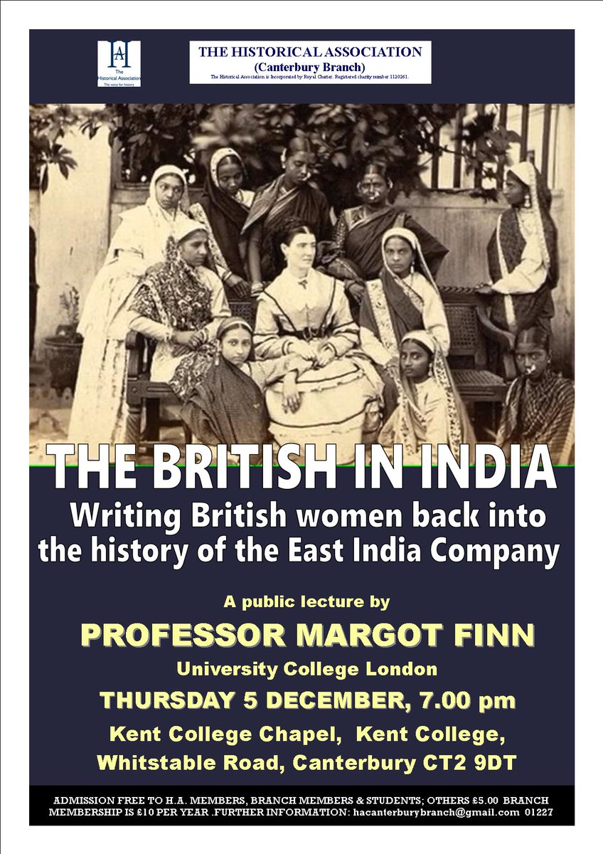 Our next event:
Margot Finn (UCL and President of the RHS) will speak about women in British India, drawing upon her recent research: 'The East India Company at Home' and 'Imperial Family Formations: Domestic Strategies and Colonial Power in British India' (forthcoming).