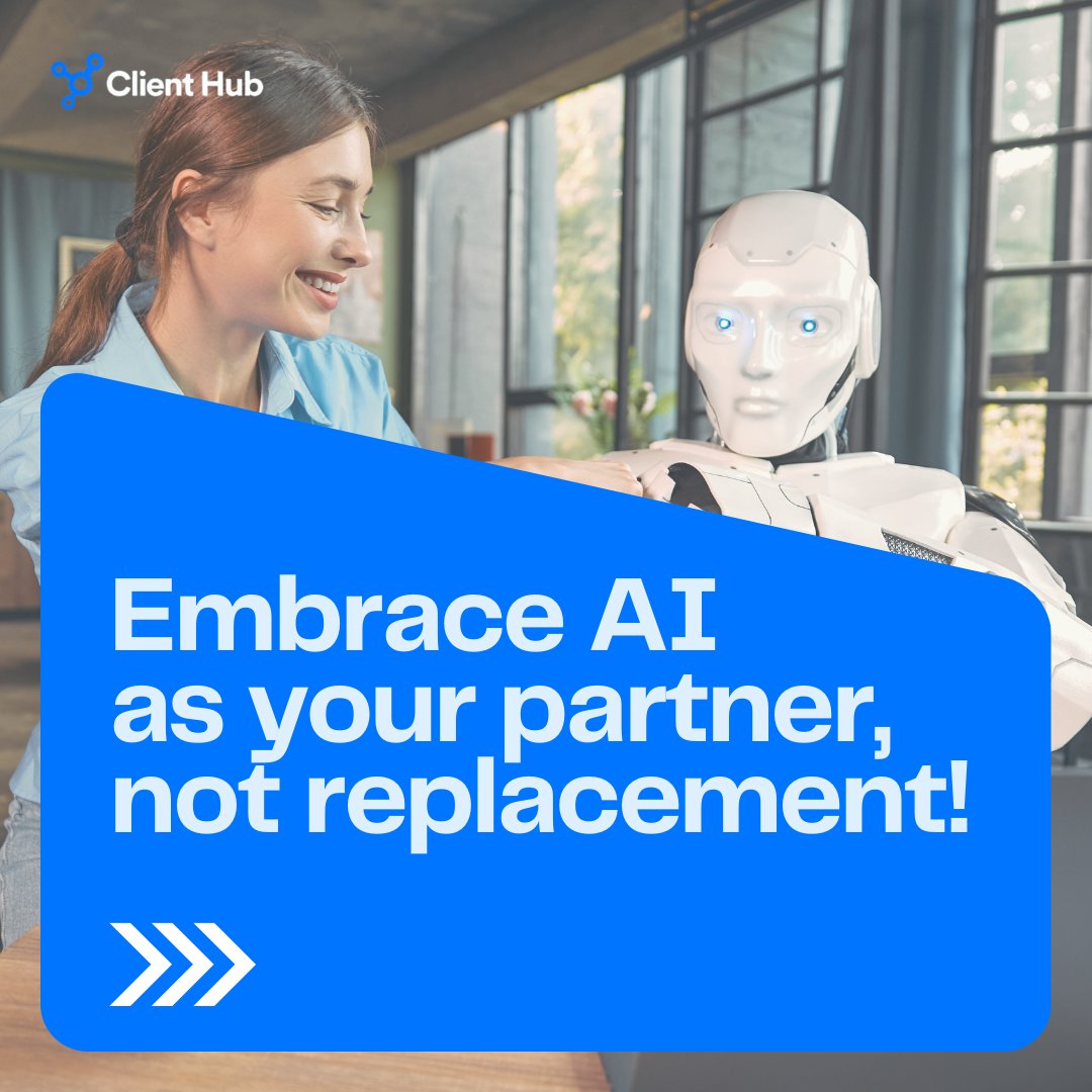 ClientHubApp's tweet image. Embrace AI as a powerhouse ally in the finance world. It&apos;s here to boost our insights and efficiency, not to replace us. How are you harnessing AI for smarter finance? #ClientHub #FinancialTech #SmartAccounting