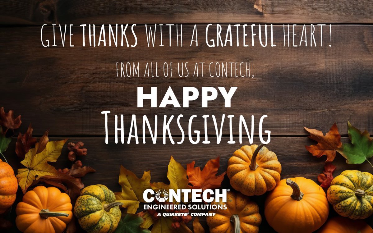 🌟 Happy Thanksgiving from All of Us at Contech Engineered Solutions! 🍁🦃
We’re grateful for the partnerships, innovation, and dedication that help us make a difference every day. To our valued customers, employees, and communities we serve—thank you! #Thanksgiving #Grateful