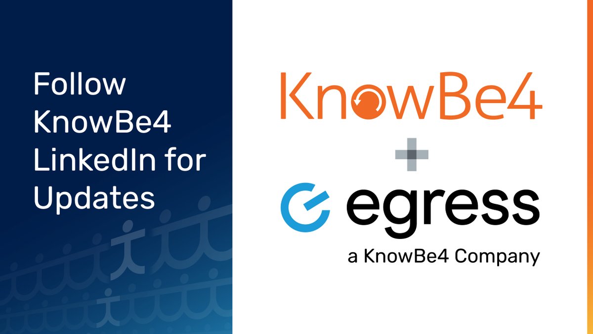 Have you made the switch yet? This Egress social media pages will no longer be active after December 19th. Follow KnowBe4 and keep up with all our new content!! 

X: bit.ly/3ZeoaLX
LinkedIn: bit.ly/3UXt0uA