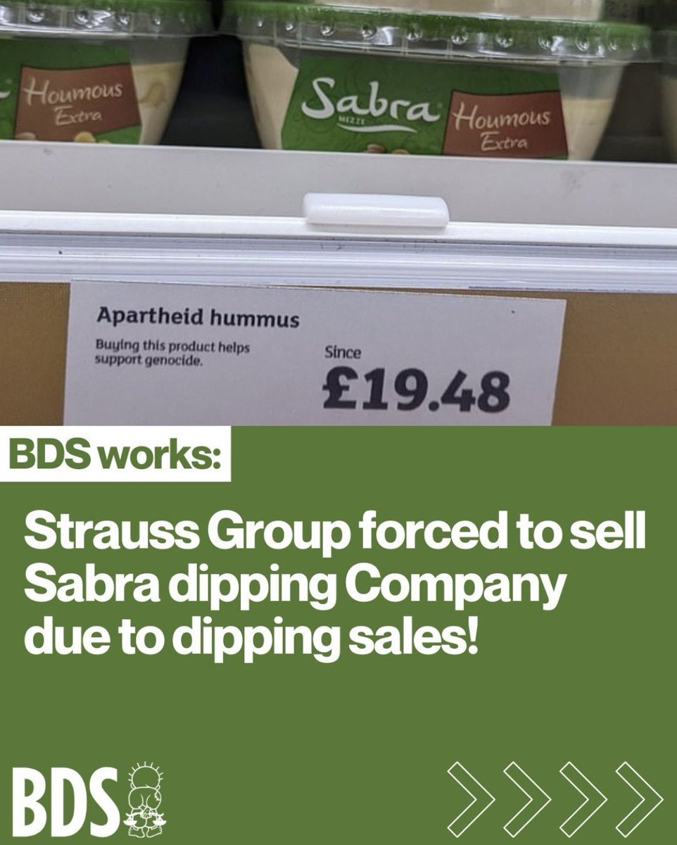 jvplive's tweet image. BREAKING: BDS Movement Win 

BDS works! Sabra, a long-time target of the BDS movement, has been dropped by one of its parent companies, the Strauss Group.