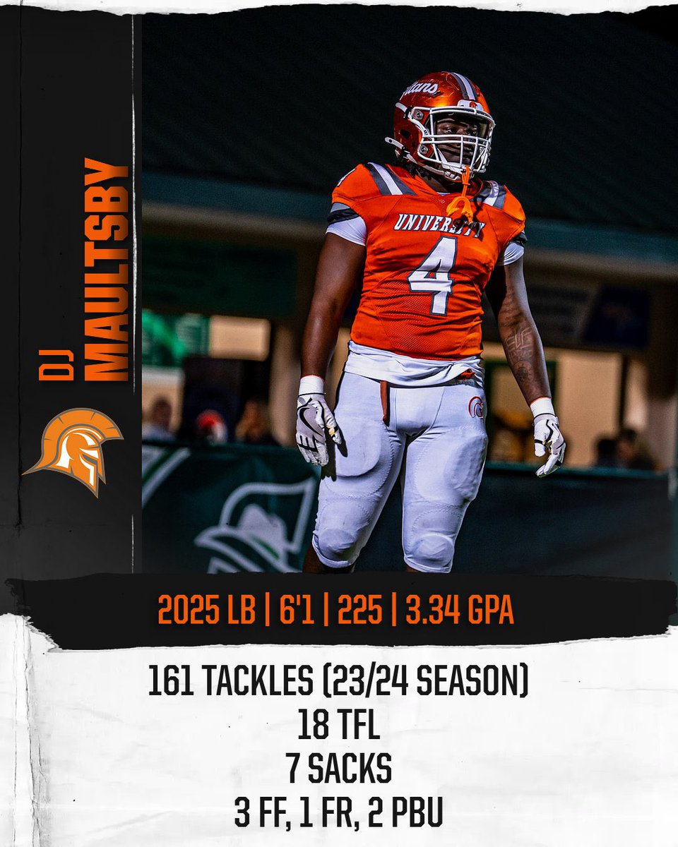 UHS Titans Football (@uhstitansfb) on Twitter photo ๐จ 2025 LB๐จ
๐ค Dominic โDJโ Maultsby
<a href="/dominicmaultsby/">dominic maultsby</a>
๐ฅ hudl.com/v/2QigxF
๐๏ธ Checks every measurable you need! Physical in the run and athletic in coverage. High motor, never takes plays off. Wonโt be out worked! ๐จ 2025 LB๐จ
๐ค Dominic โDJโ Maultsby
<a href="/dominicmaultsby/">dominic maultsby</a>
๐ฅ hudl.com/v/2QigxF
๐๏ธ Checks every measurable you need! Physical in the run and athletic in coverage. High motor, never takes plays off. Wonโt be out worked!
