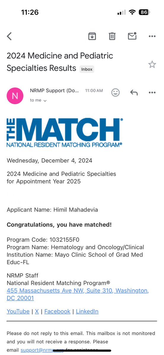 Himil Mahadevia, MBBS (@meddoc77) on Twitter photo I am thrilled to share that I matched into the #HemOncFellowship at <a href="/MayoClinic/">Mayo Clinic</a> in Florida.
Sincere thanks to my family, mentors, <a href="/umkcIM/">UMKC Internal Medicine Residency Program</a> and colleagues who supported me in this journey
<a href="/MayoCancerCare/">Mayo Clinic Comprehensive Cancer Center</a> #Match2025 #IMG #HemeTwitter #OncTwitter #MedTwitter <a href="/HemOncFellows/">Hem-Onc Fellows Network</a> <a href="/UMKC/">UMKC</a> I am thrilled to share that I matched into the #HemOncFellowship at <a href="/MayoClinic/">Mayo Clinic</a> in Florida.
Sincere thanks to my family, mentors, <a href="/umkcIM/">UMKC Internal Medicine Residency Program</a> and colleagues who supported me in this journey
<a href="/MayoCancerCare/">Mayo Clinic Comprehensive Cancer Center</a> #Match2025 #IMG #HemeTwitter #OncTwitter #MedTwitter <a href="/HemOncFellows/">Hem-Onc Fellows Network</a> <a href="/UMKC/">UMKC</a>