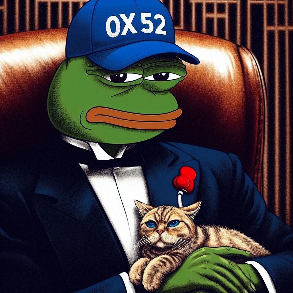 “A man who doesn’t spend time with his cats can never be a real man.” – Don Whiskas Meowleone

Happy ATH day, my PepeFam. 💚🫡