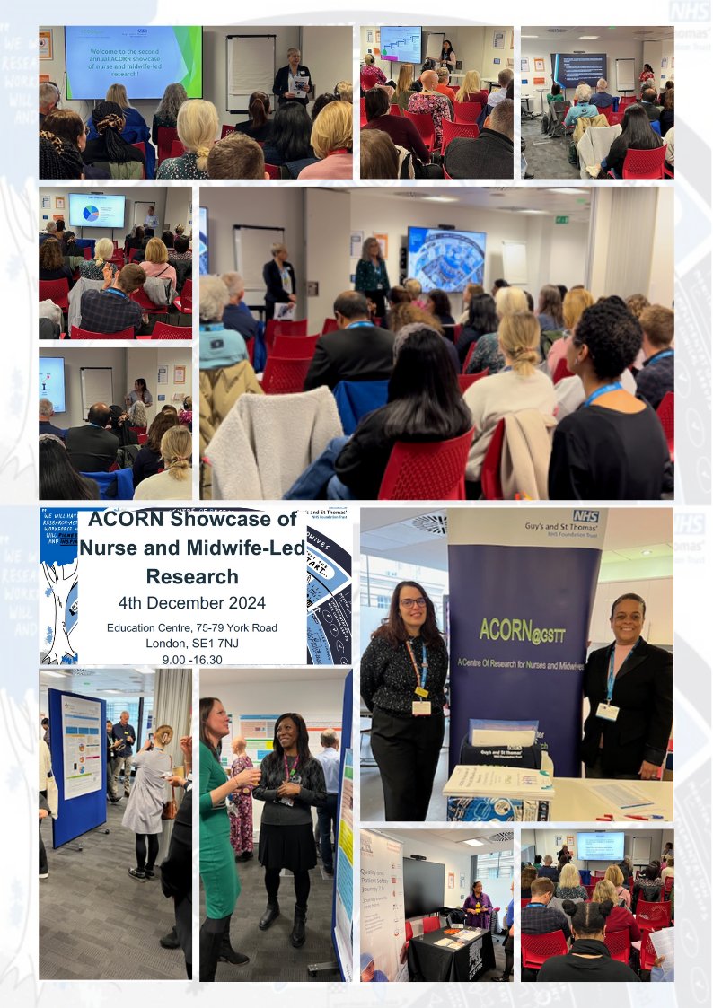GSTT_NMResearch's tweet photo. Congratulations to all participants of the yesterday's ACORN Showcase of Nurse &amp; Midwife-Led Research. It was a brilliant day, great presentations and a room field with magnificent posters. Thanks to the organising team for the smooth and efficient event! More in Jan newsletter! https://t.co/o5J6BNNnAf