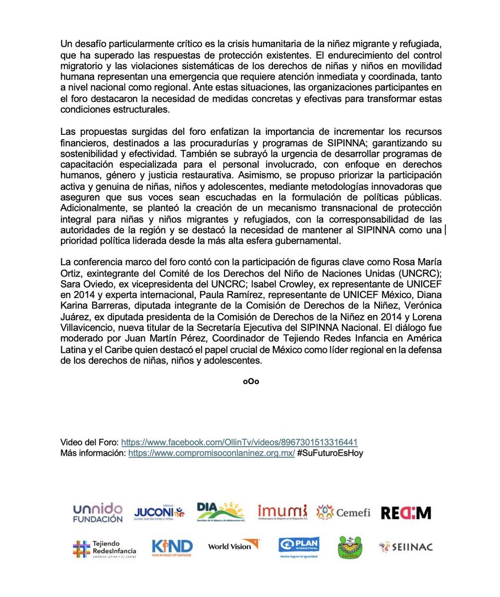 derechoinfancia's tweet image. ⭕️ México conmemora los logros alcanzados en la defensa de los derechos de la infancia y adolescencia, mientras reflexiona sobre los desafíos persistentes que deben ser atendidos para garantizar su pleno cumplimiento #NiñezPrimero  #10AñosDeLaLey #AFavorDeLasInfancias…