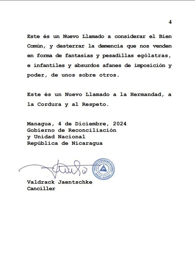 Nota de Protesta de nuestro Pueblo y Gobierno a #Guatemala , #CostaRica , República Dominicana y #Panamá : Ofensiva Injerencia sin cabida.
#Nicaragua Soberana.
#4519LaPatriaLaRevolución
#SoyCSM #SomosUNAN #ManaguaSandinista