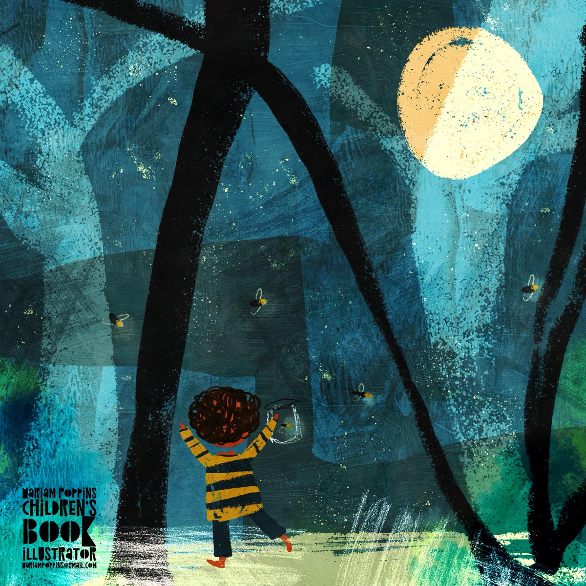 He chases the fireflies.
Free into the night.
Barefoot 
Free
Loving their light

#childrensbooks #kidlitart