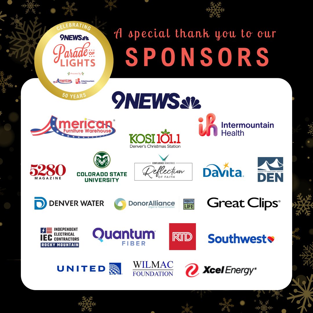 Downtown Denver Partnership (@downtowndenver) on Twitter photo The <a href="/9NEWS/">9NEWS Denver</a> Parade of Lights, presented by American Furniture Warehouse and <a href="/Intermountain/">Intermountain Health</a> Health and proudly produced by the Downtown Denver Partnership, is this Saturday, 12/7 at 6 p.m. For the best views of the Parade, purchase Grandstand tickets: eventbrite.com/e/50th-anniver… The <a href="/9NEWS/">9NEWS Denver</a> Parade of Lights, presented by American Furniture Warehouse and <a href="/Intermountain/">Intermountain Health</a> Health and proudly produced by the Downtown Denver Partnership, is this Saturday, 12/7 at 6 p.m. For the best views of the Parade, purchase Grandstand tickets: eventbrite.com/e/50th-anniver…