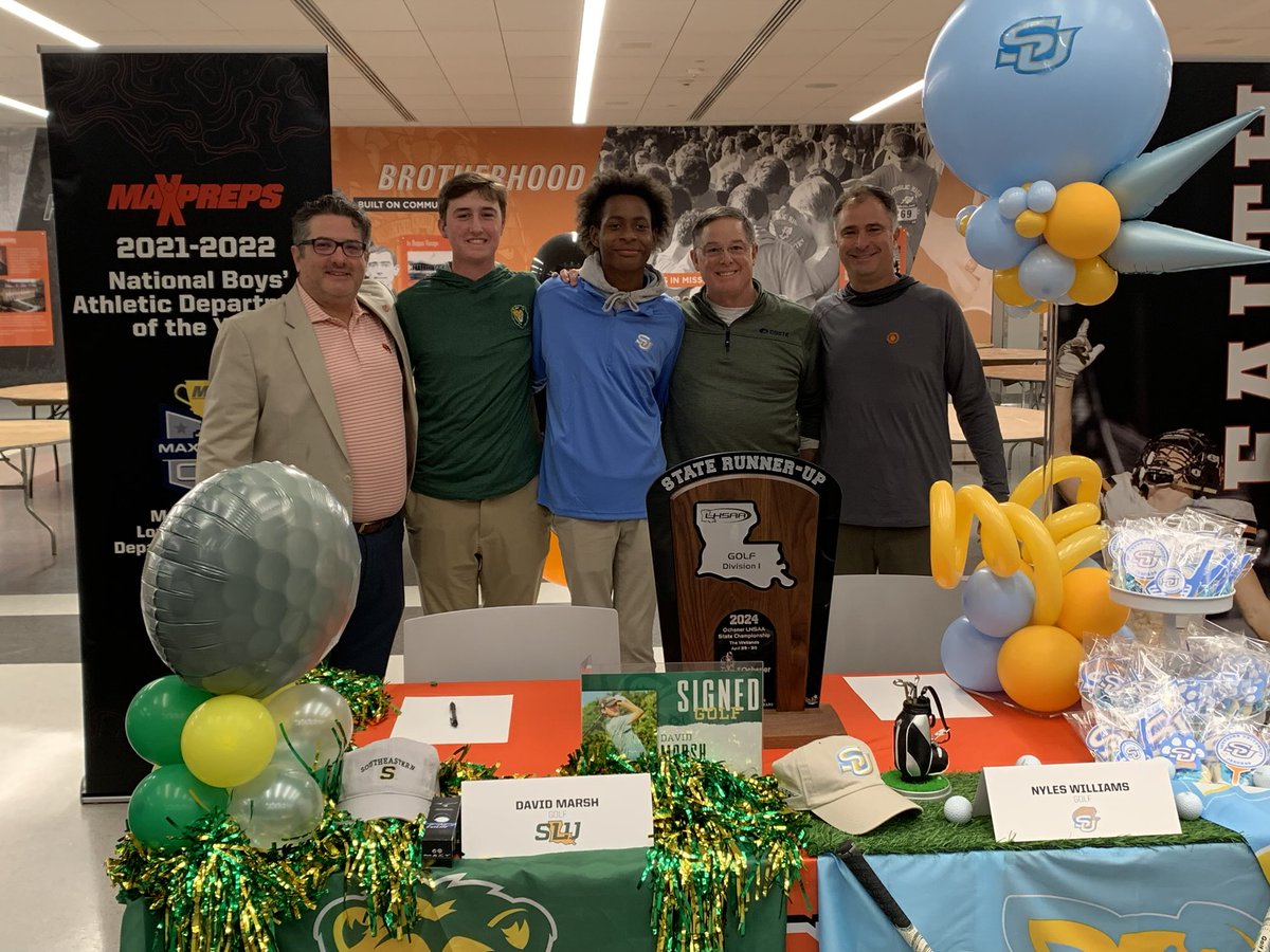 CatholicGolf's tweet image. So proud of these two young men and their families! Pleasure to be a part of their lives. They’ve made our program better and they will do the same at their respective universities next year. David Marsh to Southeastern Louisiana and Nyles Williams to Southern! #1moreride