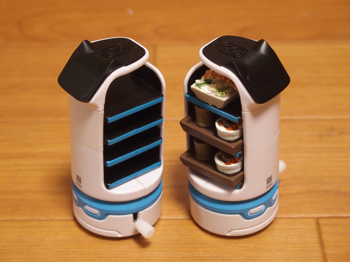 masa66144681's tweet photo. #ULCAP の「ゼンマイで動く!BellaBOT」のトレイの中段2段を切り取って移設、1段減らしました。
写真ではバレませんが、切断跡とか普通に汚いです。
これでちょっとした定食メニューなんか乗せられる余裕が出来ました。
写真のはCAN☆DOで買ったポリレジン製のミニチュアフード。 https://t.co/GQPfDzHBO1