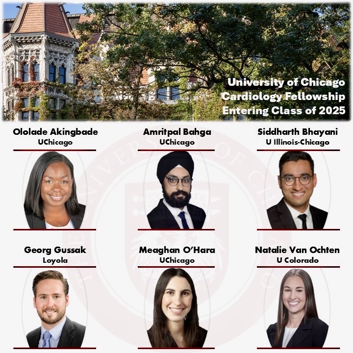 University of Chicago Cardiology Fellowship (@uccardsfellows) on Twitter photo We are so pleased to announce our newest class of cardiovascular fellows, starting in 2025!
— Congratulations and welcome to @uchicago, <a href="/UChicago/">The University of Chicago</a>Med, <a href="/UChicagoCardio/">UChicagoCardio</a>, & <a href="/UCCardsFellows/">University of Chicago Cardiology Fellowship</a>! We are so pleased to announce our newest class of cardiovascular fellows, starting in 2025!
— Congratulations and welcome to @uchicago, <a href="/UChicago/">The University of Chicago</a>Med, <a href="/UChicagoCardio/">UChicagoCardio</a>, & <a href="/UCCardsFellows/">University of Chicago Cardiology Fellowship</a>!