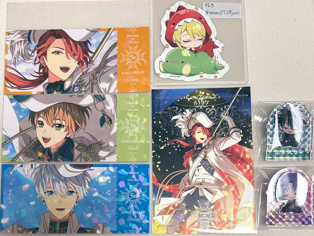魔法使いの約束 まほやく 5周年 おやすみシリーズ アクリルバッジ ポストカード　ホロチケ 交換

求)⭐︎ファウスト、⭐︎ネロ、⭐︎オーエン、⭐︎ミスラ、シノ、ヒースクリフ、⭐︎フィガロ、定価＋送料

譲)⭐︎カイン、アーサー、ミチル、⭐︎ブラッドリー、ムル

・都内手渡し(プロカ記載)、郵送