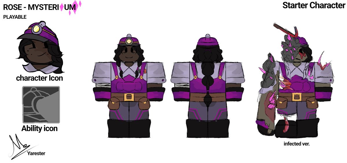 yar3ster's tweet image. Roblox game concept
Starter Character 1 - Rose.
#ConceptArt #GameConcept #RobloxArt #Roblox