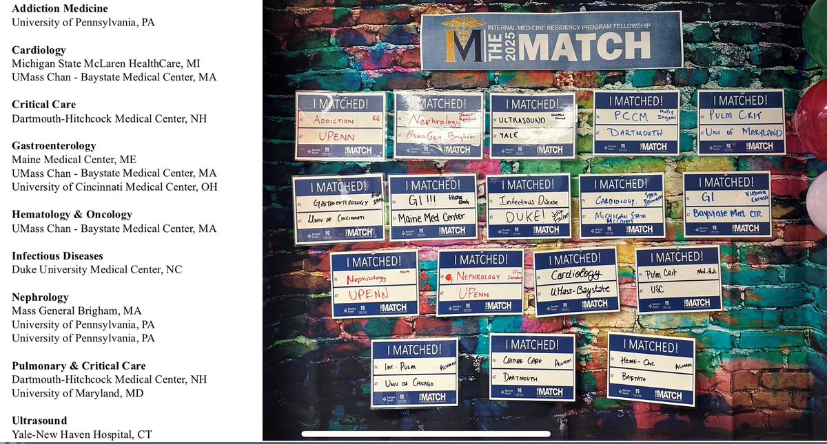 Riffat Sabir, MD, MEHP, FACP (@riffatsabirmd) on Twitter photo Dear UMass Chan-Baystate Internal Medicine residents, both current and alumni, I couldn’t be prouder of your incredible accomplishments. Cheers to another stellar IM fellowship match! <a href="/BaystateIM/">UMass Chan - Baystate Internal Medicine Residency</a> <a href="/Baystate_Health/">Baystate Health</a> #fellowshipmatch2025 Dear UMass Chan-Baystate Internal Medicine residents, both current and alumni, I couldn’t be prouder of your incredible accomplishments. Cheers to another stellar IM fellowship match! <a href="/BaystateIM/">UMass Chan - Baystate Internal Medicine Residency</a> <a href="/Baystate_Health/">Baystate Health</a> #fellowshipmatch2025