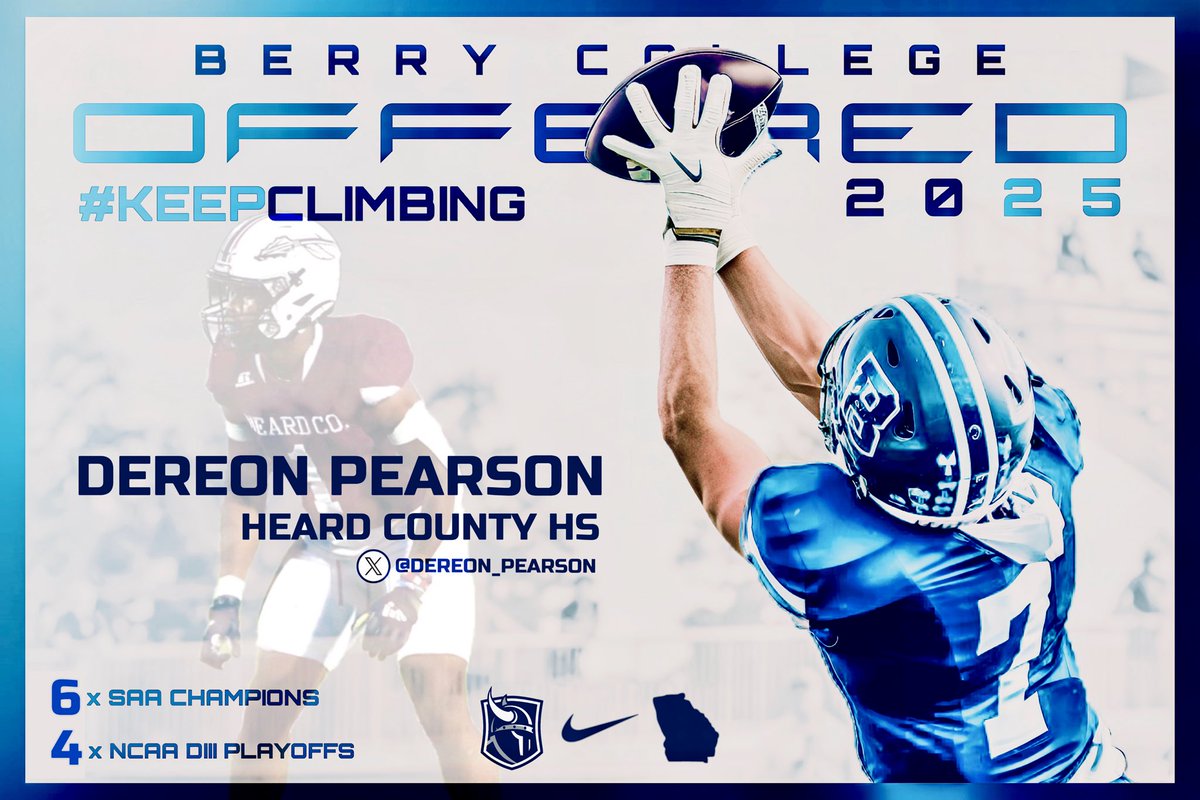 Dereon Pearson (@dereon_pearson) on Twitter photo After a great conversation with <a href="/BCCoachK/">Tony Kunczewski</a> I am blessed to receive an offer from <a href="/BerryFootball/">Berry Football</a> #AGTG <a href="/CateriusH43/">CaTerius Hinton</a> <a href="/RecruitGeorgia/">Recruit Georgia</a> <a href="/NwGaFootball/">NwGa Football</a> <a href="/CoachLakes27/">Alex Lakes M. Ed</a> <a href="/HeardBraves/">Heard County Braves Football</a> <a href="/LasseterShane/">Shane Lasseter</a> After a great conversation with <a href="/BCCoachK/">Tony Kunczewski</a> I am blessed to receive an offer from <a href="/BerryFootball/">Berry Football</a> #AGTG <a href="/CateriusH43/">CaTerius Hinton</a> <a href="/RecruitGeorgia/">Recruit Georgia</a> <a href="/NwGaFootball/">NwGa Football</a> <a href="/CoachLakes27/">Alex Lakes M. Ed</a> <a href="/HeardBraves/">Heard County Braves Football</a> <a href="/LasseterShane/">Shane Lasseter</a>