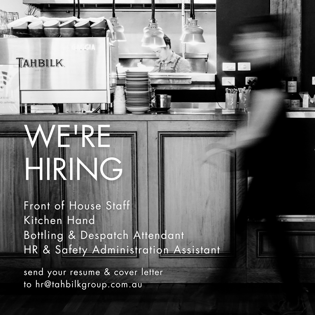 Tahbilk Estate is expanding, and we’d love for you to be part of our team.
For full position descriptions, head to: tahbilk.wine/Join_the_Tahbi…
Interested? Send your resume and cover letter to 𝐡𝐫@𝐭𝐚𝐡𝐛𝐢𝐥𝐤𝐠𝐫𝐨𝐮𝐩.𝐜𝐨𝐦.𝐚𝐮 
Applications close soon.