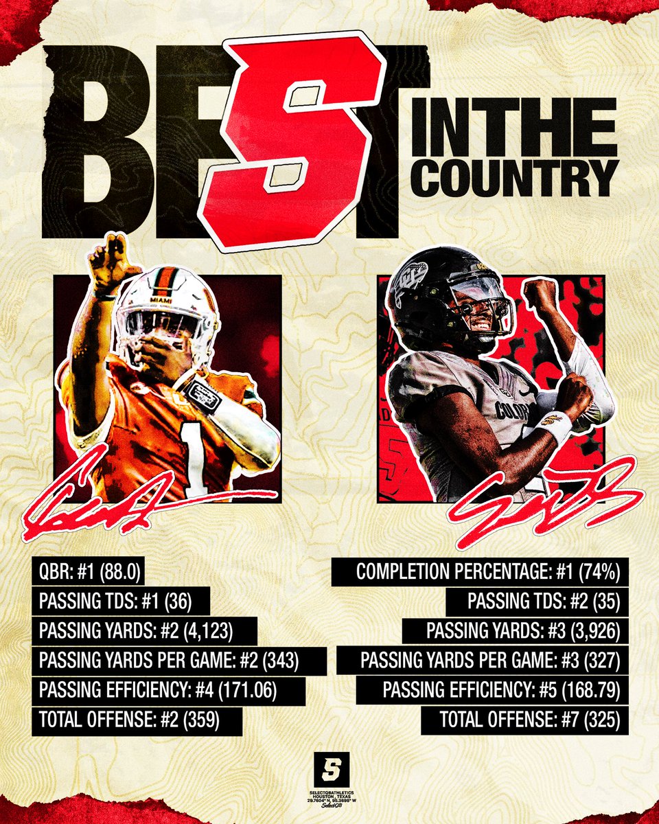 The nations best work with Select Qb
<a href="/Cameron7Ward/">Cameron Ward</a> 
<a href="/ShedeurSanders/">Shedeur Sanders</a>