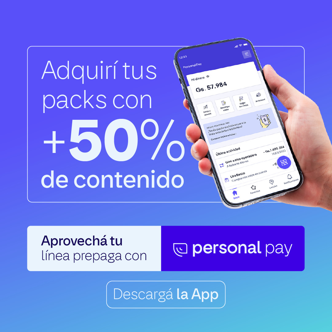 personalpaypy's tweet image. ¡Adquirí tus packs favoritos con +50% de contenido! Disfrutá los beneficios de tu línea prepaga con Personal Pay. #PersonalPay