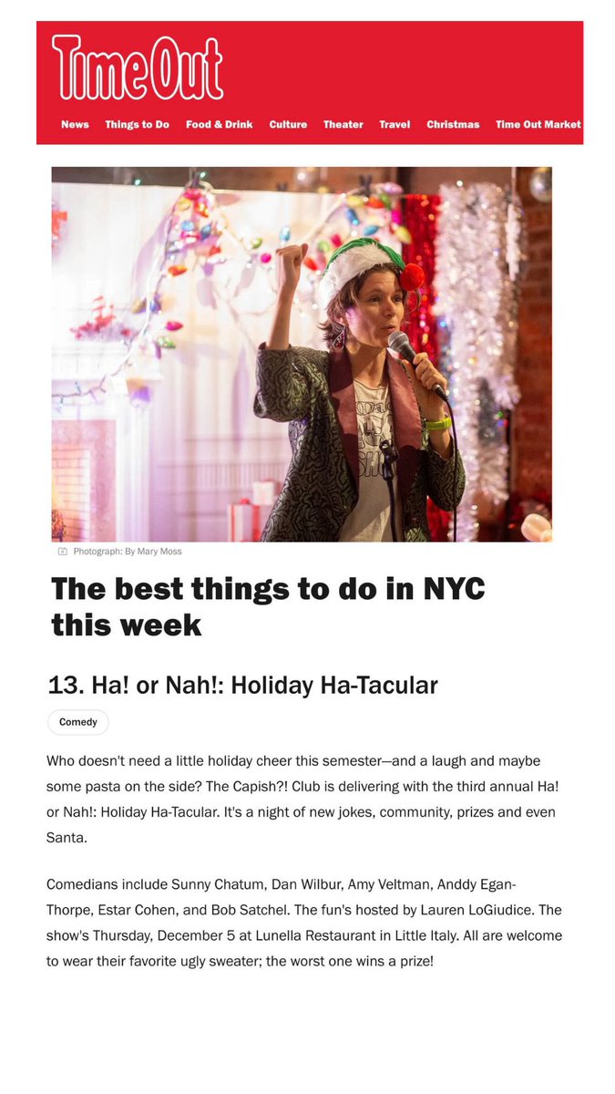 I’m NYC’s Elf on the Shelf*! 🧝🧝🏼‍♀️🧝‍♂️ l Tickets still available! Info below 👇👇👇
.l
LaurenLoGiudice.com/capish-comedy