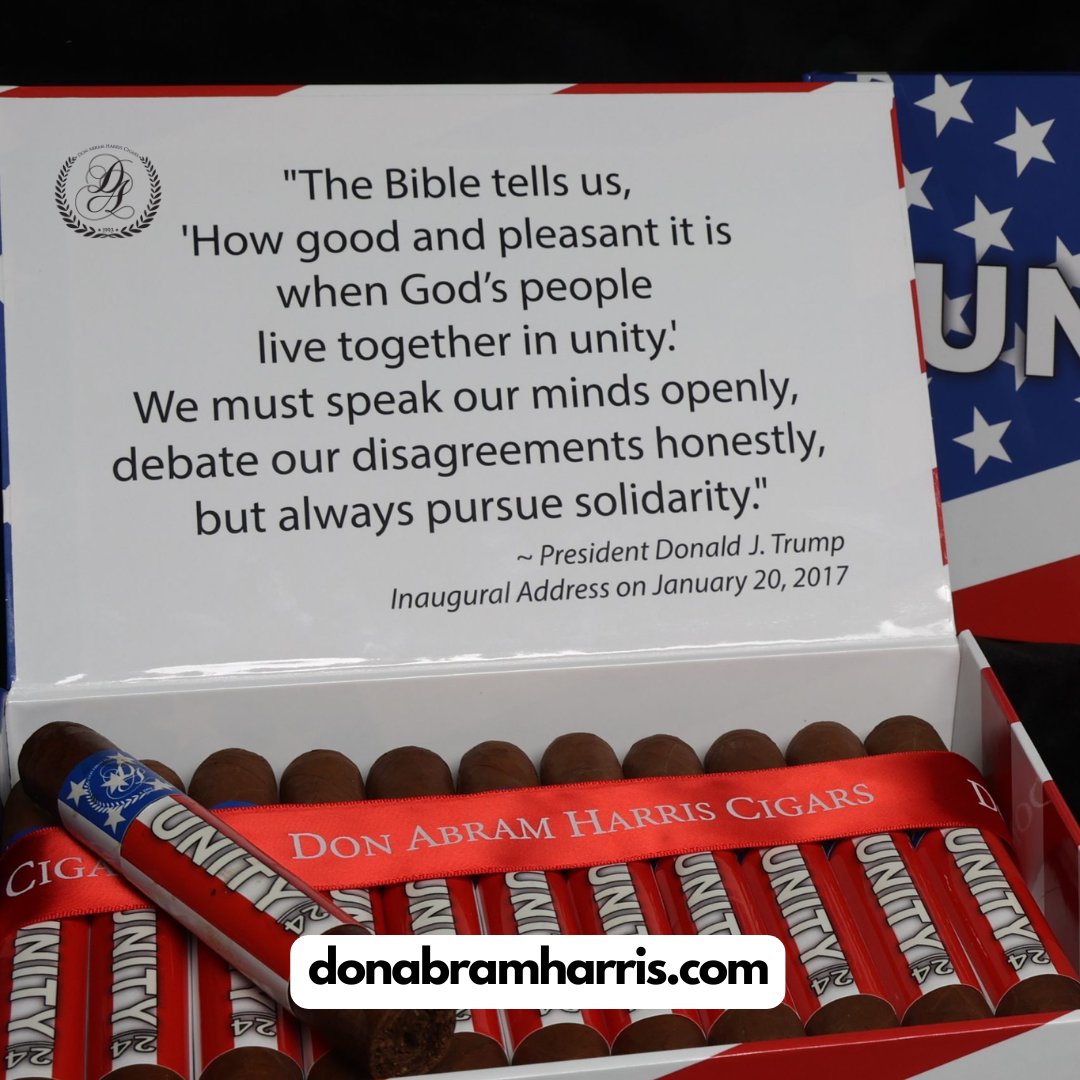 thedonabram's tweet photo. Crafted to honor strength, legacy and President Trump’s  @realDonaldTrump remarkable victory, the Unity 24 is as bold as it is refined. 💨
Whether you’re savoring it as a connoisseur or showcasing it in your collection, this Grande-shaped masterpiece speaks volumes.🚬

#Unity24 #CigarLovers #DonAbramHarris #MAGA