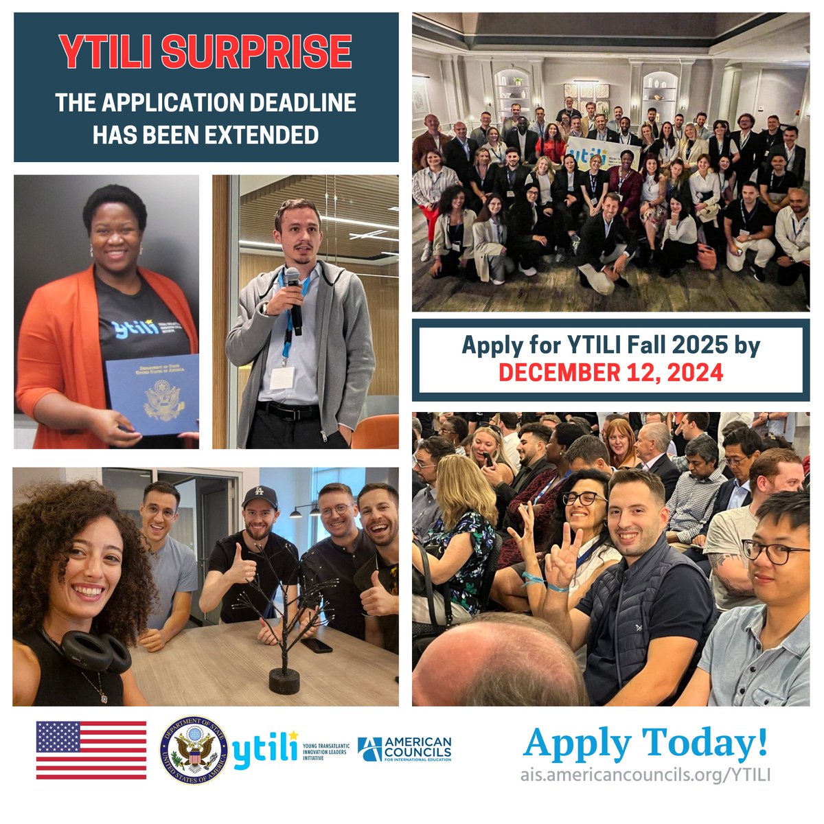 Good news! The deadline to apply to YTILI has been extended to Dec 12! Don't miss your chance to join a vibrant community of entrepreneurs, innovators, and business leaders for this fully funded, five-week experience in the U.S. Info/apply at ytili.org
#YTILI2025