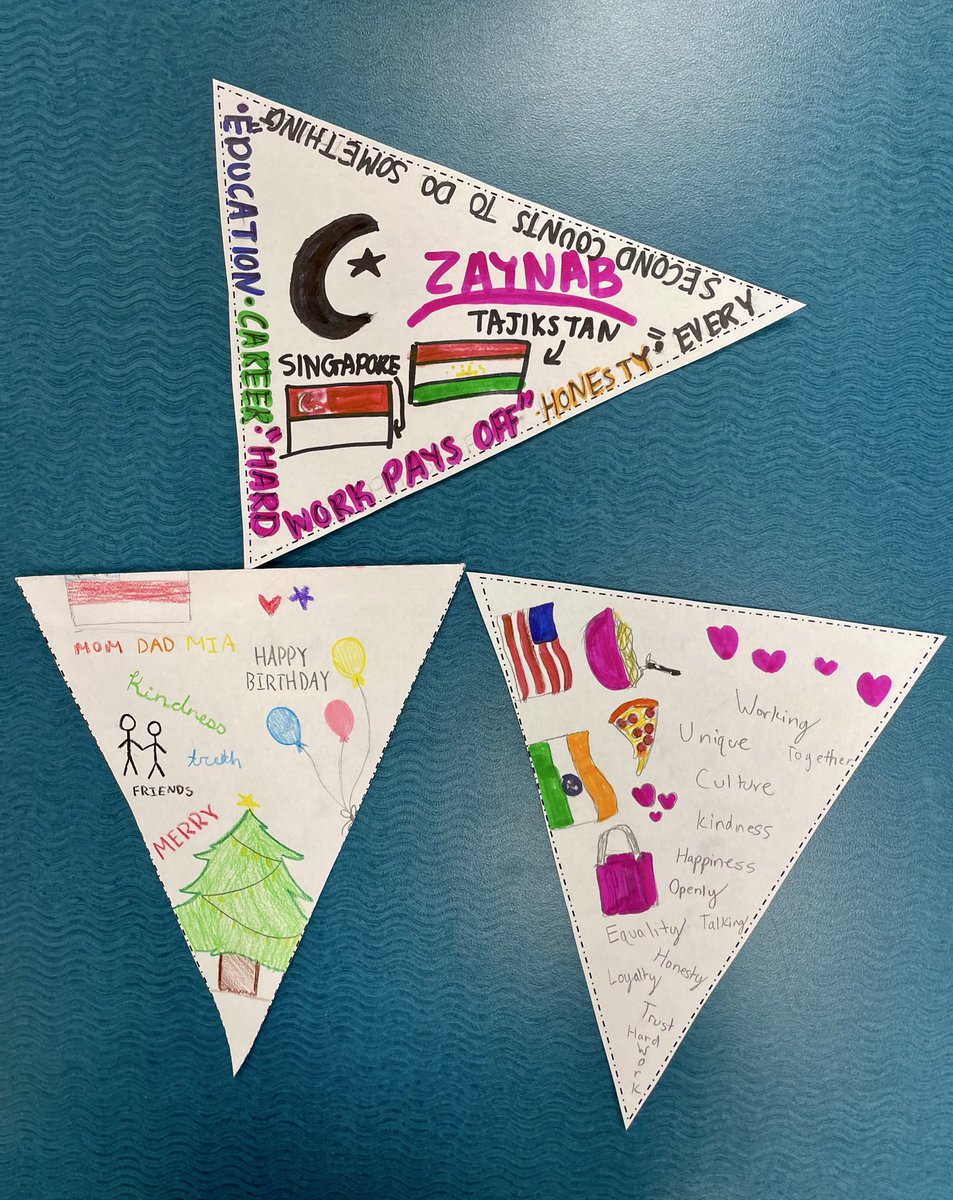 Our December Falcon Family lesson focused on embracing differences through self &amp; social/ cultural awareness. Students decorated pennants using words, drawings, and symbols to represent their cultural, family, and traditional values <a href="/PrincipalFMS_NJ/">Michael Lauricella</a>
