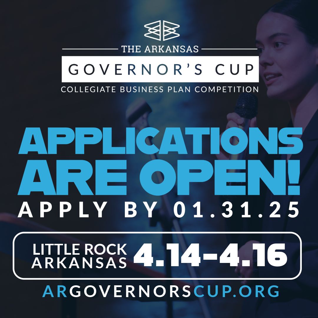 Governor's Cup applications are open! Business plans can be submitted online from now until January 31. Open to all college students in Arkansas and graduate students in Oklahoma, Texas, Missouri, Mississippi, Louisiana, Oklahoma, &amp; Tennessee!

Learn More: accedge.my.canva.site/2025-arkansas-…