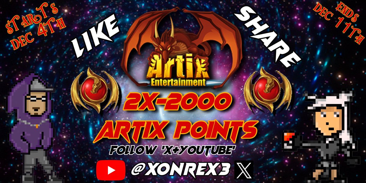 Xonrex3's tweet photo. 𝗧𝗶𝗺𝗲 𝗙𝗼𝗿 𝗠𝘆 𝗕𝗶𝗴𝗴𝗲𝘀𝘁 𝗥𝗮𝗳𝗳𝗹𝗲 𝗬𝗲𝘁 🥴

𝚁𝚊𝚏𝚏𝚕𝚒𝚗𝚐 𝙾𝚞𝚝 𝚃𝚠𝚘 𝙶𝚒𝚏𝚝 𝙲𝚎𝚛𝚝𝚒𝚏𝚒𝚌𝚊𝚝𝚎𝚜 𝚘𝚏 -𝟸𝟶𝟶𝟶 𝙰𝚛𝚝𝚒𝚡 𝙿𝚘𝚒𝚗𝚝𝚜 𝙴𝚊𝚌𝚑-, 𝙿𝚎𝚛𝚏𝚎𝚌𝚝 𝙵𝚘𝚛 𝚃𝚑𝚎 𝙽𝚎𝚠 𝟸𝟶𝟸𝟺 𝙶𝚒𝚏𝚝 𝙱𝚊𝚍𝚐𝚎 𝚒𝚗 𝙰𝚀𝚆

Rules: 
•𝙻𝚒𝚔𝚎+𝚂𝚑𝚊𝚛𝚎 
• 𝙵𝚘𝚕𝚕𝚘𝚠 𝙱𝚘𝚝𝚑 𝚃𝚠𝚒𝚝𝚝𝚎𝚛/𝚈𝚘𝚞𝚃𝚞𝚋𝚎
•𝚂𝚌𝚛𝚎𝚎𝚗𝚜𝚑𝚘𝚝
 👍

Ends December 11th
Y͎o͎u͎T͎u͎b͎e͎-
https://t.co/YbKhHMWoIM

#Artix #Raffle #Aqw #Aq3d #Youtube #Community