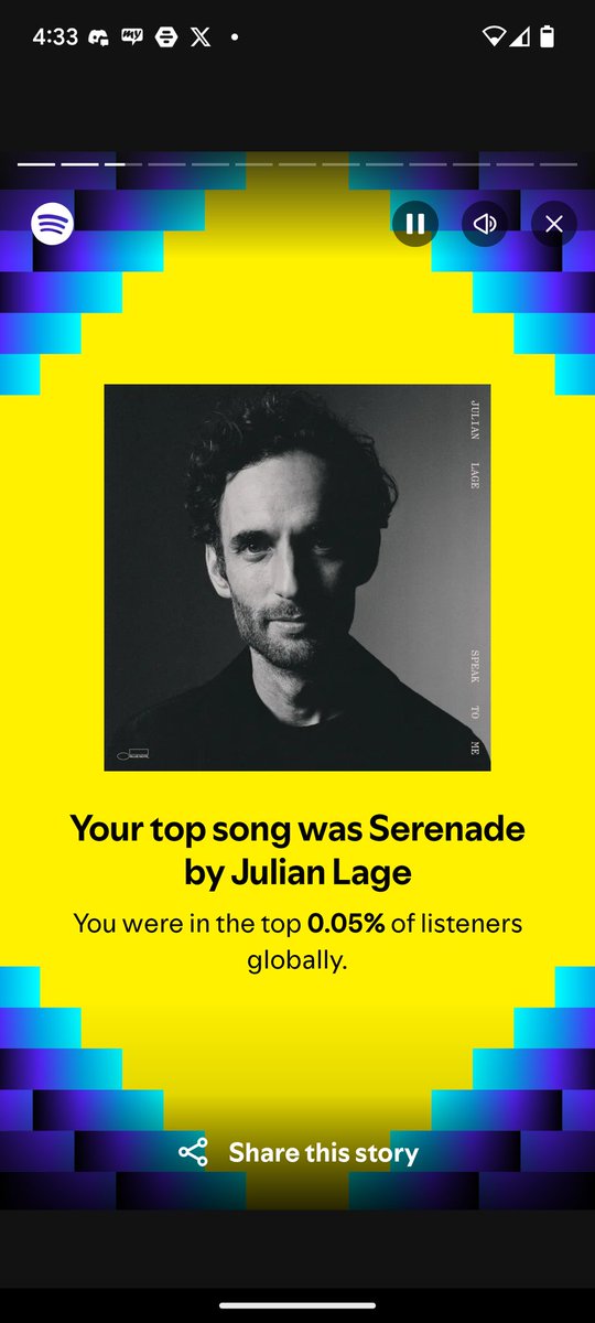 groovingyourway's tweet photo. All top 5 songs &amp; 0.05%,
 @julian_lage 👑 @Spotify Wrapped https://t.co/CM6RCSlT0X