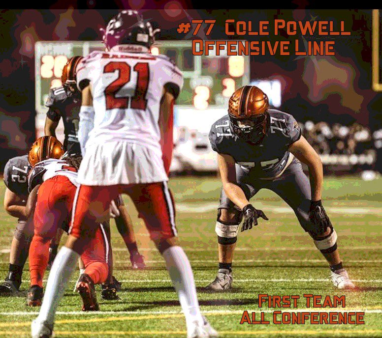 Senior Cole Powell was voted First Team All Conference for his play on the offensive line.  <a href="/Cole_Powell_/">Cole Powell</a>  has been a stalwart on the line for the Tigers, a team captain and will continue his career at <a href="/EMUFB/">Eastern Michigan Football</a> #Exit232 #TFL