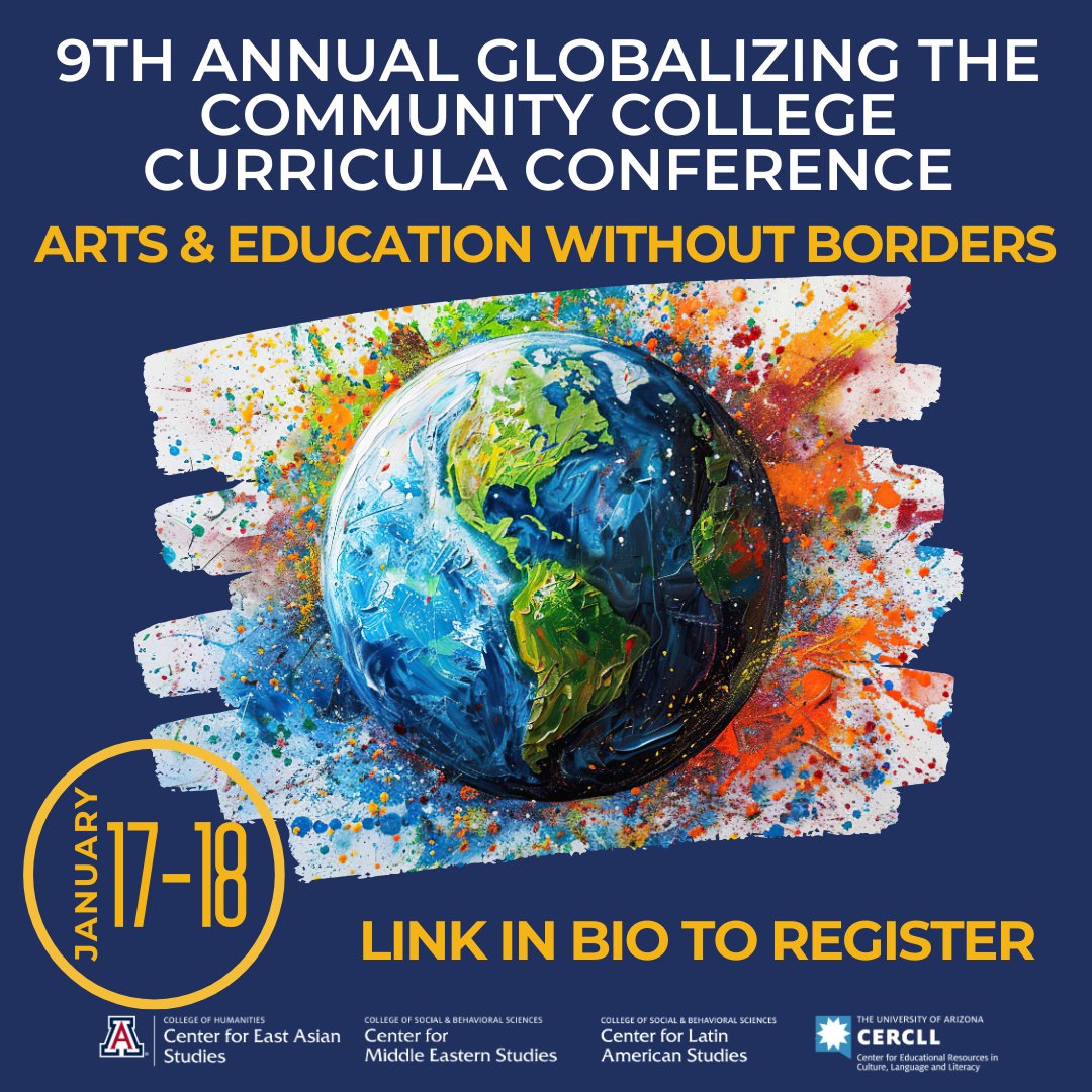 📣Community College Educators! Registration is now open for our 2025 Globalizing the Community College Curricula Conference. This year’s theme is ARTS &amp; EDUCATION WITHOUT BORDERS.

Registration info here ➡️ceas.arizona.edu/events/arts-an… 
AND at the 🔗 in Bio.
