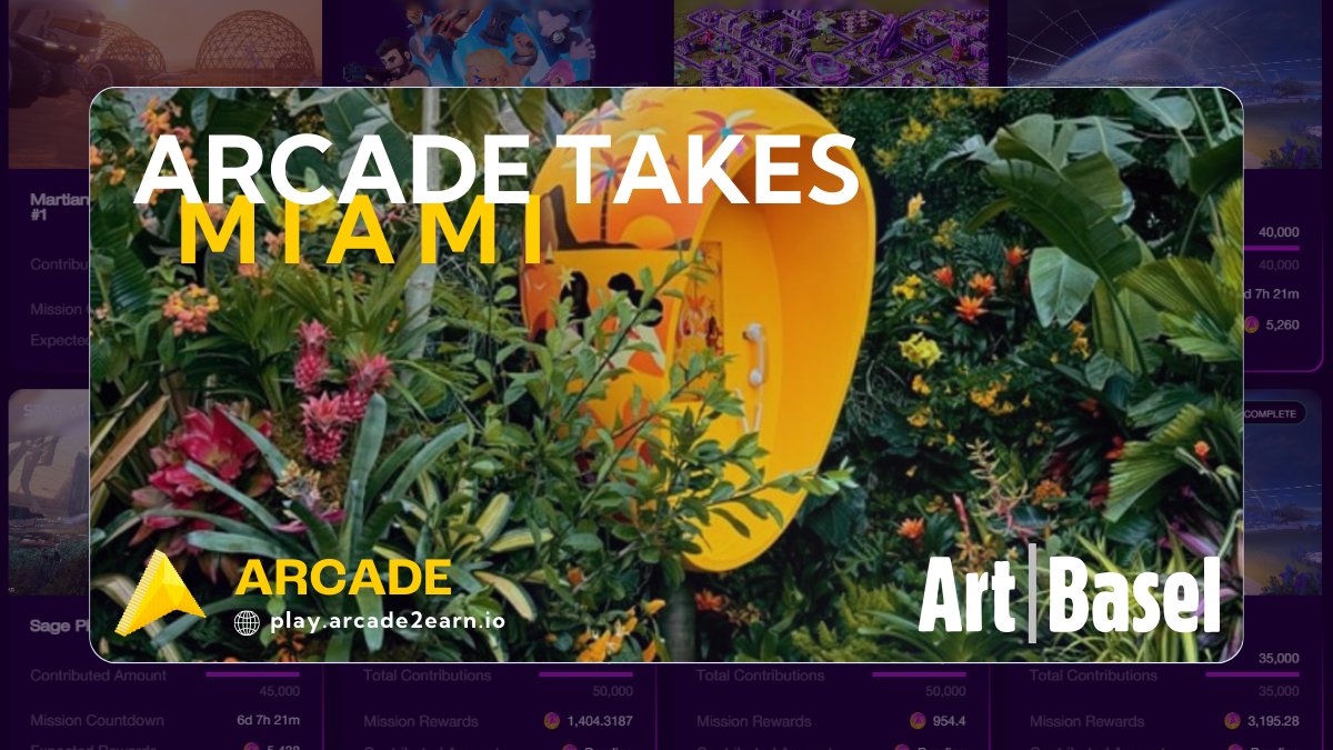 arcade2earn's tweet photo. 🎨✨ Arcade is heading to the art capital of the week—@ArtBasel Miami! 🌴 From stunning exhibits to Web3 innovations, we’re here to explore the fusion of art, gaming, and blockchain.

This weekend, the boys @Jetlagtrading, @wallstreetlemon, and @whoisoldgreg_ will be hanging out with legends like @Treki33 and @TheDazzleNovak. 🖼️🎮

Let’s connect and vibe with the best in the creative and crypto worlds. See you under the Miami sun! 🌞

#ArtBaselMiami #Arcade2Earn