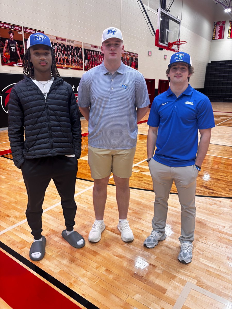 MT_FB's tweet photo. .@NeoClifton3 went to Ravenwood to watch fellow Blue Raiders @BenHubb8 and @_kylelarkin_ sign! 👏

#BoroBuiltMiddleMade https://t.co/PfHeV29CL8